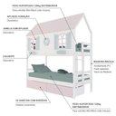 Ver imagem 4 de Beliche Casinha Bela com Coração 2 Gavetas Rosa Madeira Maciça Branco/rosa/verde Housin