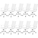 Ver imagem 1 de Kit 10 Cadeiras Escritório Presidente Esteirinha Rodízio Relax Corino 3301 Branco
