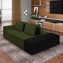 Ver imagem 1 de Sofá Ilha com Encosto e Almofadas Móveis Olimpo 245cm Modulado Linho/pu Verde/preto G45 - Gran Belo