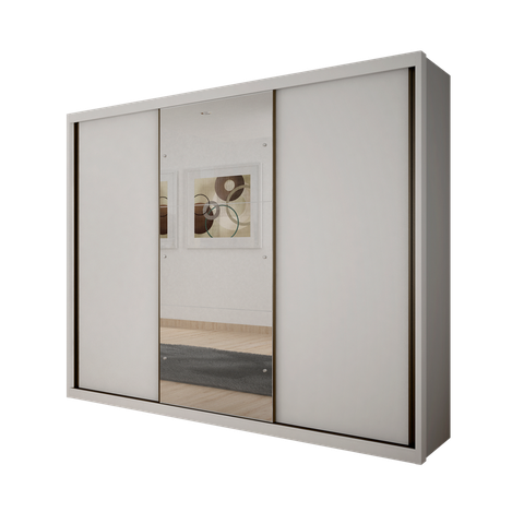 Guarda Roupa Paradizzo 3 Portas com Espelho 6 Gavetas Nh Rei de Casa Neve
