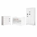 Ver imagem 2 de Quarto de Bebê Completo Berço 100% MDF com Guarda-Roupa 3 Portas Nuvem Branco