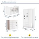 Ver imagem 3 de Quarto de Bebê Completo Berço 100% MDF com Guarda-Roupa 3 Portas Nuvem Branco