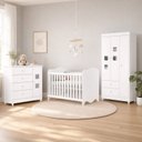 Ver imagem 1 de Quarto de Bebê Completo Berço 100% MDF com Guarda-Roupa 3 Portas Nuvem Branco