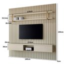 Ver imagem 3 de Painel Ripado para Tv com Prateleira e Nicho 240cm 100% Mdf Cor:luna com Dourado