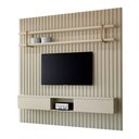 Ver imagem 2 de Painel Ripado para Tv com Prateleira e Nicho 240cm 100% Mdf Cor:luna com Dourado