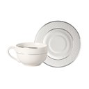 Ver imagem 1 de Conjunto com 6 Xícaras de Chá com Pires Relevo Silver 250ml Alleanza Cerâmica