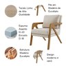 Kit Poltrona e Puff Decorativo Escritório Sala Recepção Gaia:linho Bege - 6