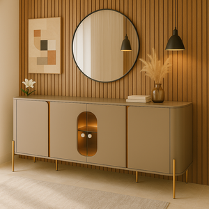 Aparador Prime P/ Hall de Entrada Moderno 4 Portas com Led Fendi