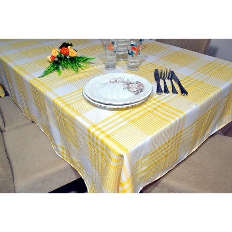 Toalha de Mesa Picnic - Amarela Listras Arte & Tear Redonda - 1,40 M