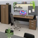 Ver mais imagens de Conjunto Mesa Pedestal e Armário Alto Escritório Netmobil - Nogal/preto