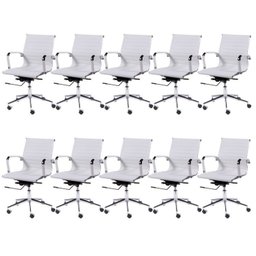 Kit 10 Cadeiras Escritório Diretor Esteirinha Rodízio Relax Corino 3301 - 1