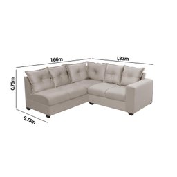 Sofá de Canto 5 Lugares Califórnia 183Cm Veludo Light Bege - 3