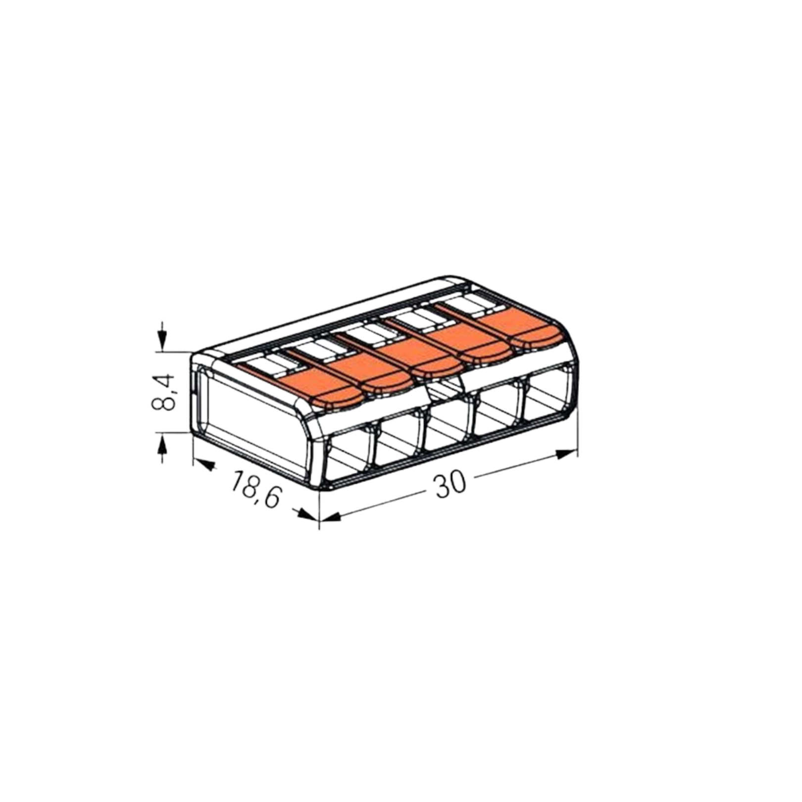 Conector Wago Compacto Emenda 5 Fios Modelo 221-415 Kit C/10un - 2