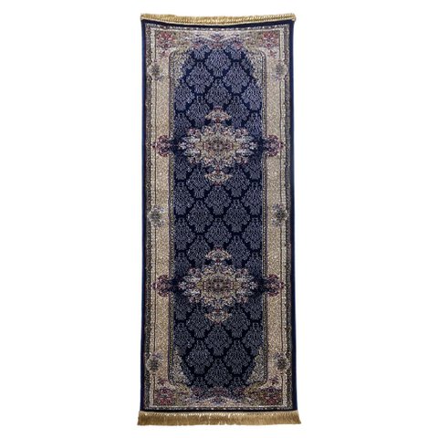Passadeira Persa Royal Azul Marinho 75x250cm Fio Acetinado - Decoração para Corredor