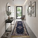 Ver imagem 2 de Passadeira Persa Royal Azul Marinho 75x250cm Fio Acetinado - Decoração para Corredor