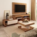 Ver imagem 1 de Sala de Estar Completa Rack com Painel TV até 47 Polegadas e Mesa de Centro Requinte Espresso Móveis