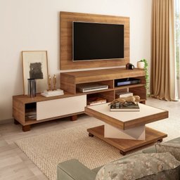 Sala de Estar Completa Rack com Painel TV até 47 Polegadas e Mesa de Centro Requinte Espresso Móveis - 1 Sala de Estar Completa Rack com Painel TV até 47 Polegadas e Mesa de Centro Requinte Espresso Móveis - 1