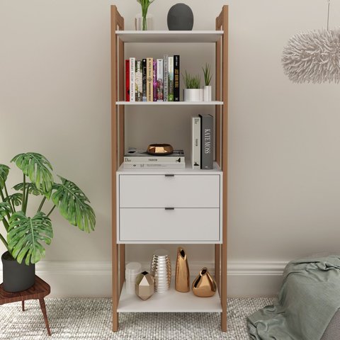 Estante de Livros 65cmx184,7cm 2 Gavetas Centro Haia YesCasa