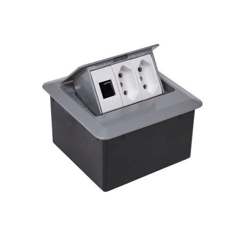 Caixa de Mesa Pratik 128 3 Blocos 2el/1rj Qm15054 Cinza Qtmov