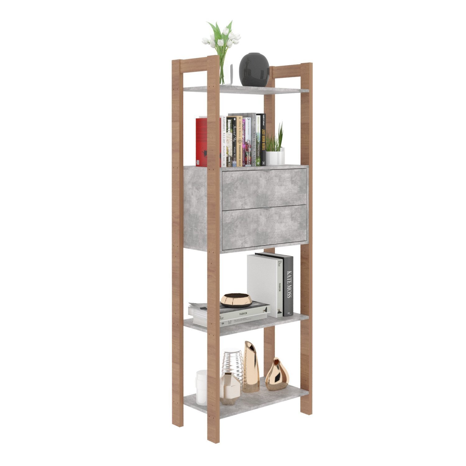 Estante para Livros 2 Gavetas Em Cima 1,85x0,65m Haia Yescasa  - 2