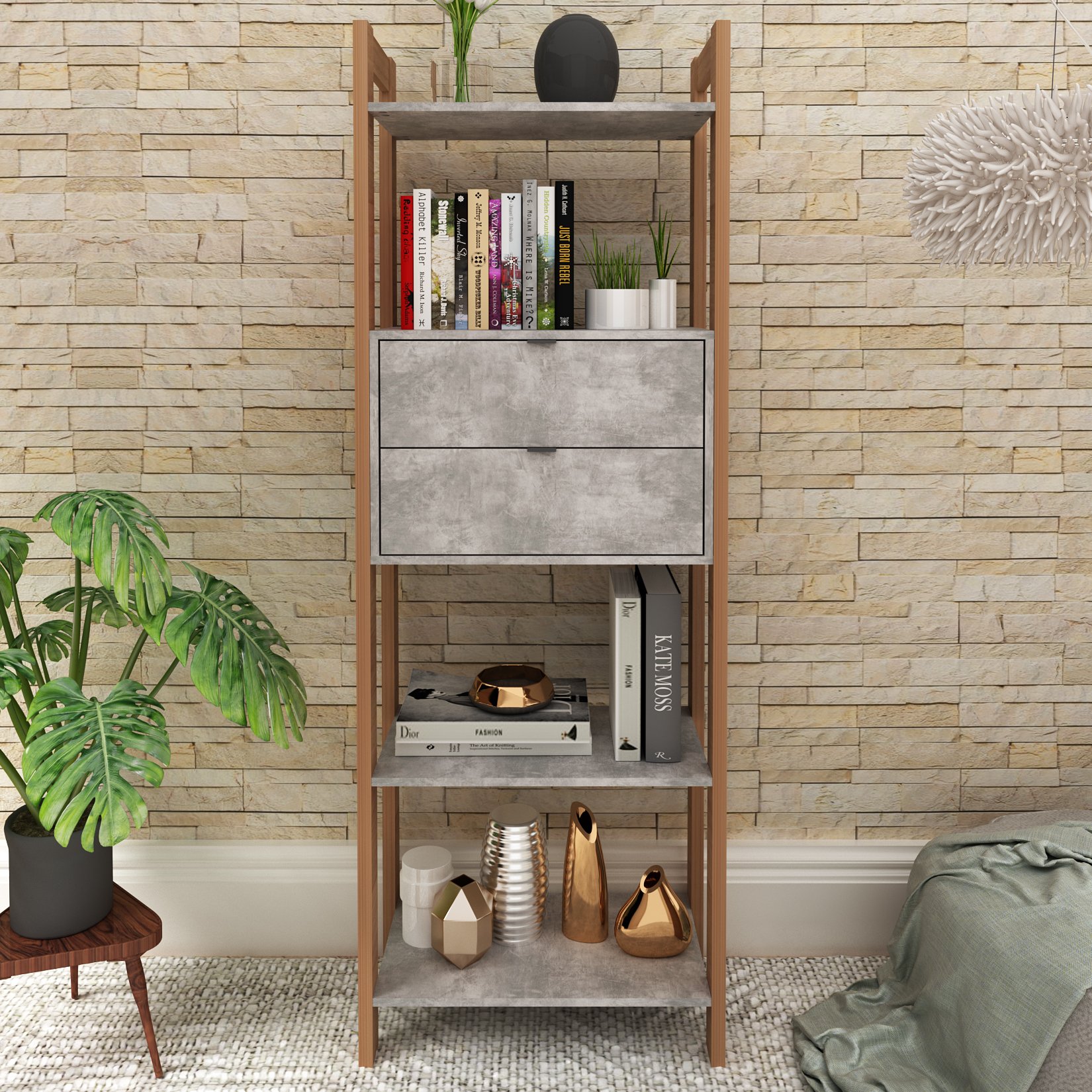 Estante para Livros 2 Gavetas Em Cima 1,85x0,65m Haia Yescasa  - 1