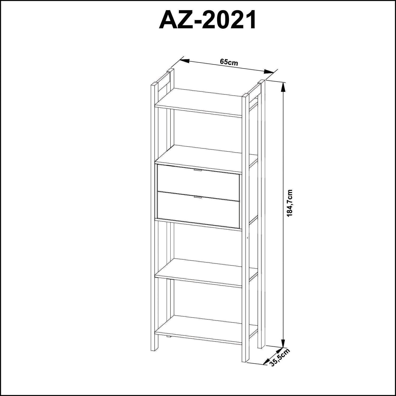 Estante para Livros 2 Gavetas Em Cima 1,85x0,65m Haia Yescasa  - 6