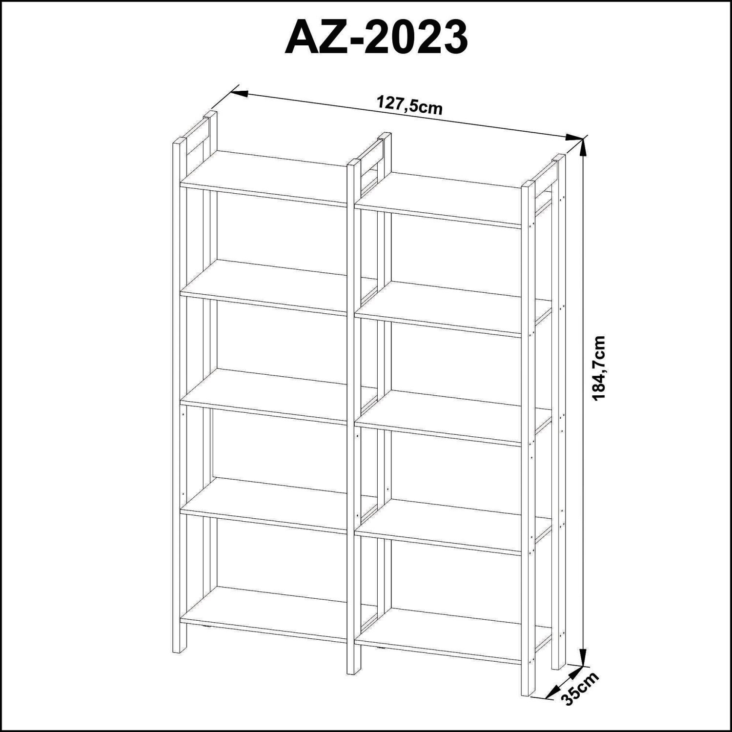 Estante para Livros Haia 1,85x1,28m Yescasa - 5