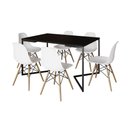 Ver imagem 6 de Mesa Jantar Industrial Retangular Preta 137X90Cm Base V Ferro Preto C/6 Cadeiras Branca Made Preto