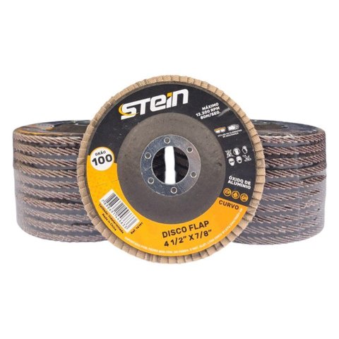 20 Peças Disco Flap Curvo 4.1/2 115mm Metais Ferrosos Grão 100 Stein