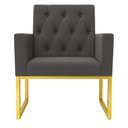 Ver imagem 3 de Poltrona para Sala Quarto e Salão de Beleza Thais com Base de Ferro Dourado Resistente Cinza