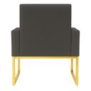 Ver imagem 4 de Poltrona para Sala Quarto e Salão de Beleza Thais com Base de Ferro Dourado Resistente Cinza