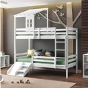 Ver imagem 1 de Beliche Infantil Grades, Telhadinho, Escada Escorregador Teen Play Casatema MadeiraOriginals