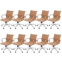 Kit 10 Cadeiras Escritório Diretor Esteirinha Rodízio Relax Corino 3301 - 1
