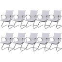 Ver imagem 1 de Kit 10 Cadeiras para Escritório Interlocutor Base Fixa Esteirinha Corino 3301 Branco
