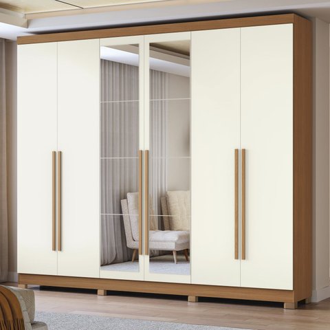 Guarda Roupa Roupeiro 6 Portas e 3 Gavetas Espelho 270cm Cb01t580 Kappesberg
