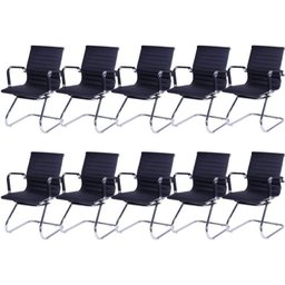Kit 10 Cadeiras para Escritório Interlocutor Base Fixa Esteirinha Corino 3301 - 1