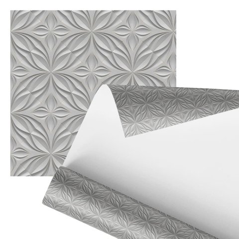 Papel de Parede Adesivo Arabesco 3d Geométrico Cinza 2,80m