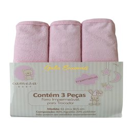 Kit 3 Forros Trocador Bebê Impermeável Portátil 61cm X 30,5cm Macio 80% Algodão e 20% Poliéster Came - 2