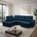 Ver imagem 3 de Sofá 4 Lugares Retrátil Reclinável Chaise Esquerdo 288cm Solin F04 Veludo Azul - Lyam Decor