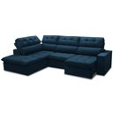 Ver imagem 1 de Sofá 4 Lugares Retrátil Reclinável Chaise Esquerdo 288cm Solin F04 Veludo Azul - Lyam Decor