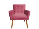 Ver imagem 3 de Kit Namoradeira + 1 Poltrona Decorativa Onix Suede Rosa Pés Madeira Ms Decor