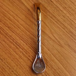 Bomba de Chimarrão 19cm Bojo Pera Mil Furos Bocal Dourado Mate Tererê - 8