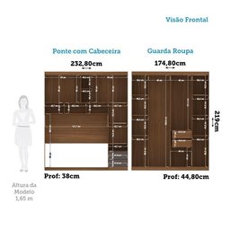 Guarda Roupas de Canto com 7 Portas e 4 Gavetas e Cabeceira Lugano Santos Andirá Jatoba-grafitte - 10 Guarda Roupas de Canto com 7 Portas e 4 Gavetas e Cabeceira Lugano Santos Andirá Jatoba-grafitte - 10
