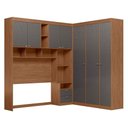 Ver imagem 1 de Guarda Roupas de Canto com 7 Portas e 4 Gavetas e Cabeceira Lugano Santos Andirá Jatoba-grafitte