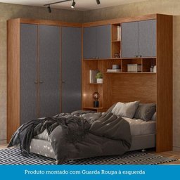 Guarda Roupas de Canto com 7 Portas e 4 Gavetas e Cabeceira Lugano Santos Andirá Jatoba-grafitte - 7 Guarda Roupas de Canto com 7 Portas e 4 Gavetas e Cabeceira Lugano Santos Andirá Jatoba-grafitte - 7