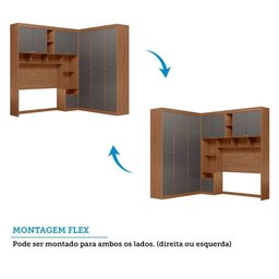 Guarda Roupas de Canto com 7 Portas e 4 Gavetas e Cabeceira Lugano Santos Andirá Jatoba-grafitte - 9 Guarda Roupas de Canto com 7 Portas e 4 Gavetas e Cabeceira Lugano Santos Andirá Jatoba-grafitte - 9