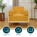 Ver imagem 3 de Poltrona Decorativa para Sala Recepção Consultório Isadora Corino Bege e Suede Mostarda