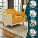 Ver imagem 2 de Poltrona Decorativa para Sala Recepção Consultório Isadora Corino Bege e Suede Mostarda