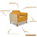 Ver imagem 6 de Poltrona Decorativa para Sala Recepção Consultório Isadora Corino Bege e Suede Mostarda