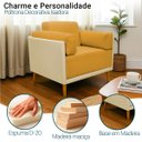 Ver imagem 4 de Poltrona Decorativa para Sala Recepção Consultório Isadora Corino Bege e Suede Mostarda